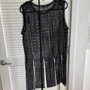 Zara Black Lace Crochet Fringe Top
